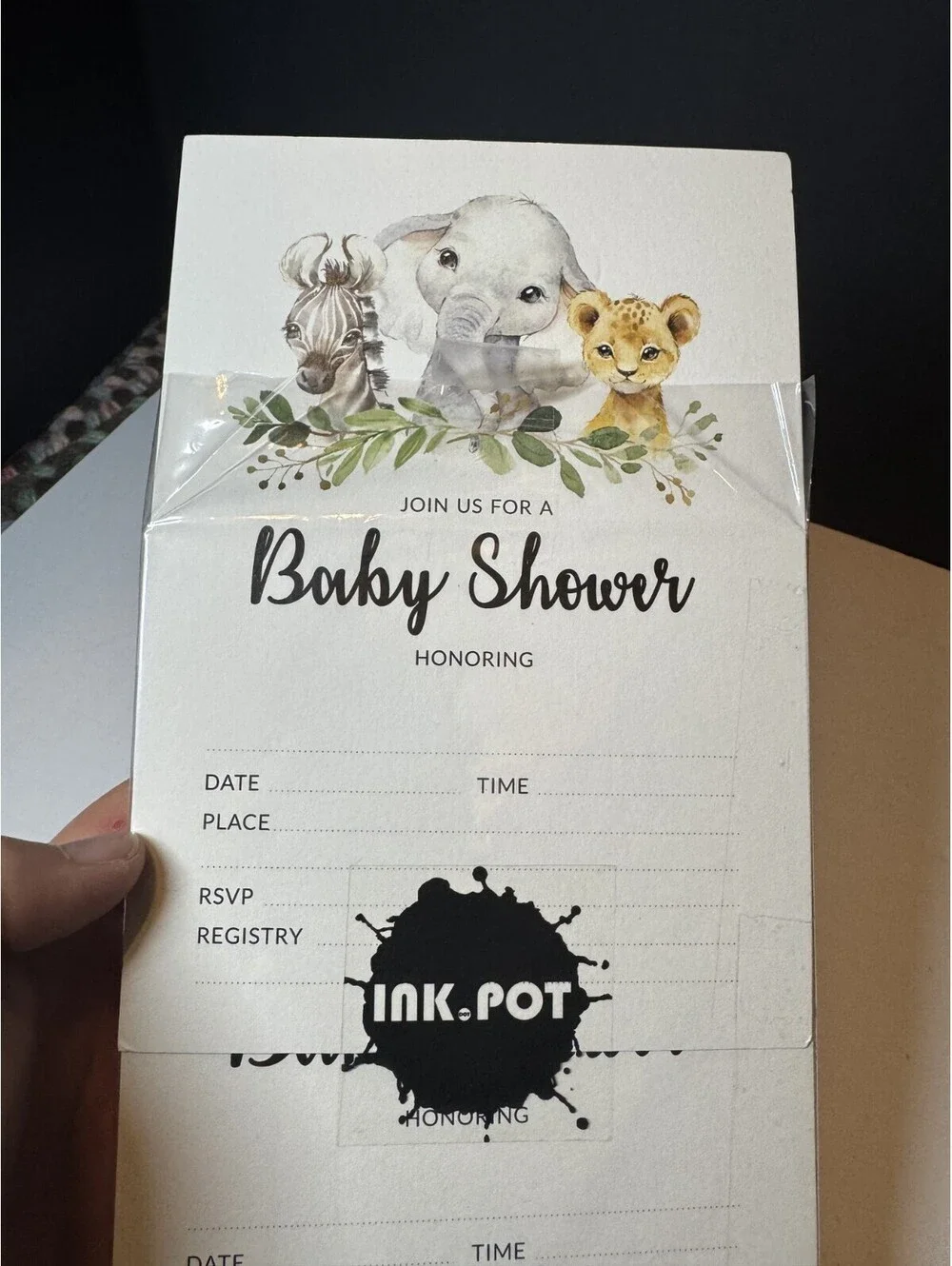 Ink Dot Pot Baby Shower Invitations Pack of 30 - Baby Jungle Animals